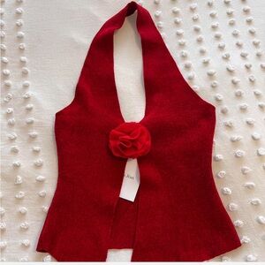 With Jean Vibrant Red Halter Top